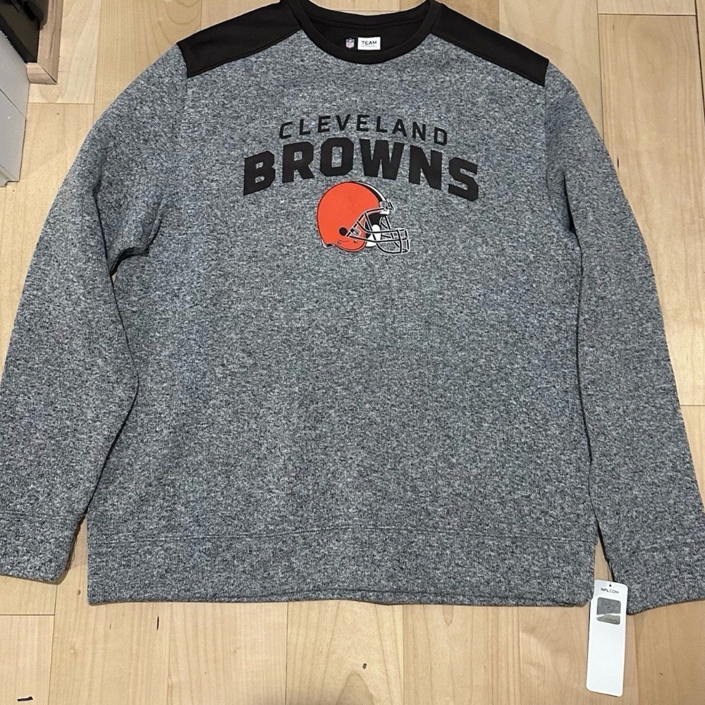 NFL Cleveland Browns Gray and Black Crewneck Sweater